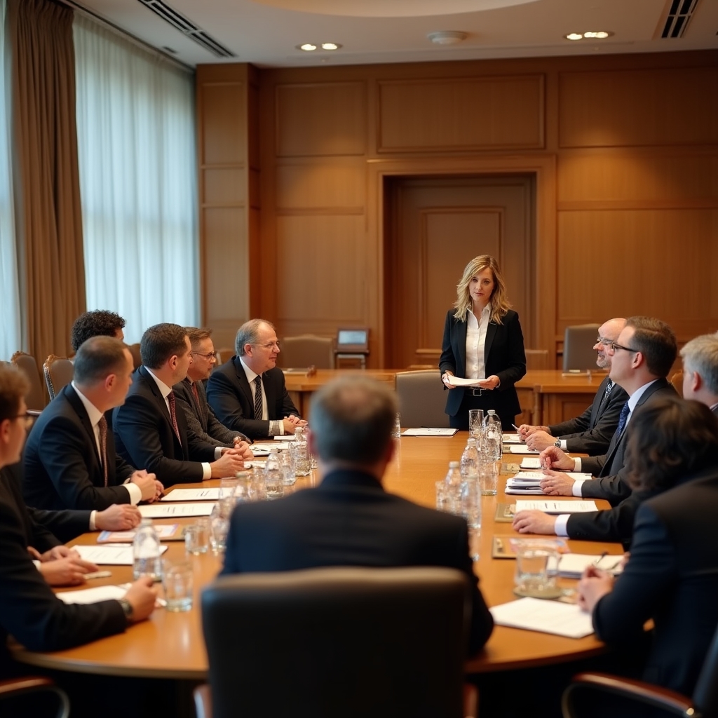 Zadrugari na formalnom sastanku koji pregledavaju financijska izvješća