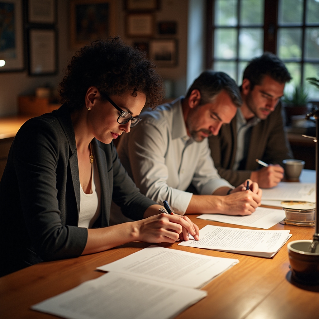 Stručnjaci koji rade na izradi statuta zadruge za dugačkim stolom